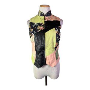 Tapp Size S Full Zip Vest Mixed Fabrics Leather